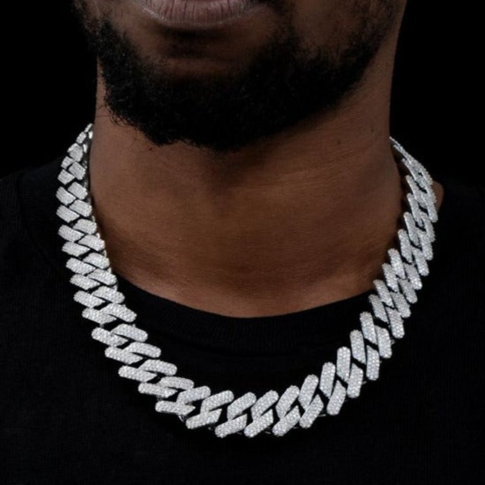 20" Mens 5ct Diamond 18K White Gold Chain Necklace Guys Jewelry 5 ct 18 Karat